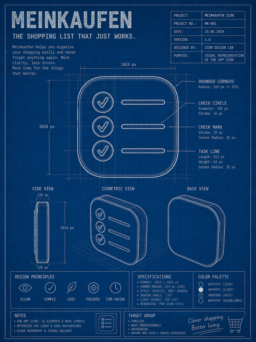 Meinkaufen App Icon Design Blueprint